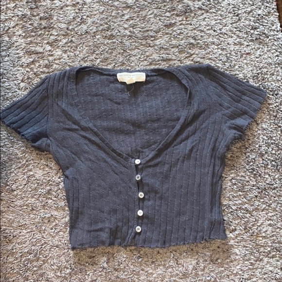 Urban Outfitters Tops - Urban Outfitters gray button up crop top